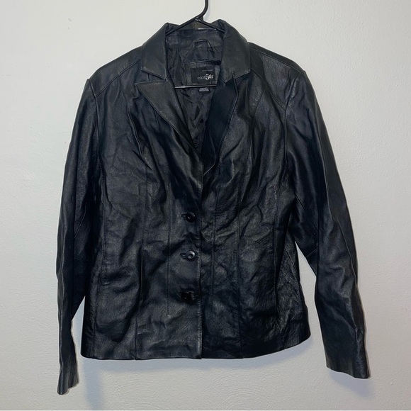East 5th Genuine Leather Button Front Moto Jacket - Picture 1 of 7